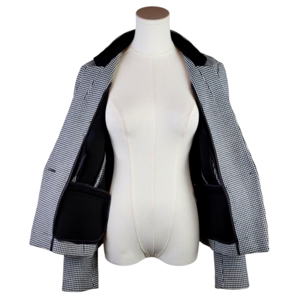 Banana Republic Houndstooth Blazer Black White Stretch Size 6 Career - Picture 4 of 11